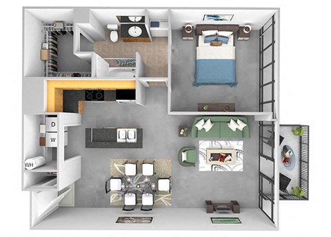 Main 3 Downtown - A3 (Tower) - 1bed/1 bath - 3D